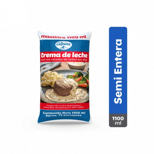Crema De Leche Alpina Bolsa Semi Entera x 1.1 L