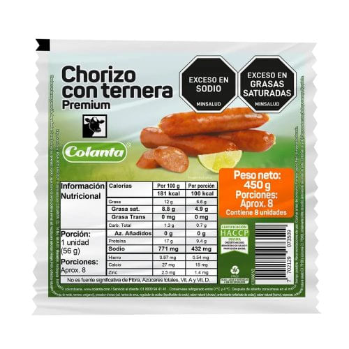 Chorizo Colanta Ternera x 450 g