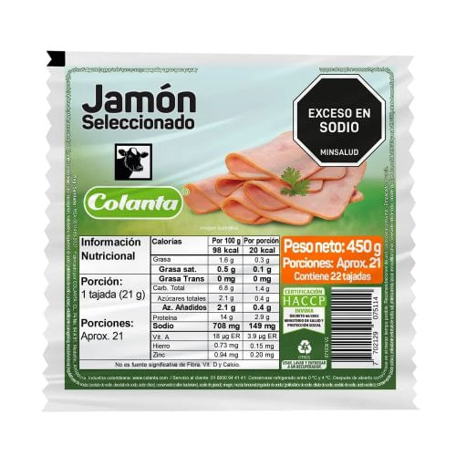Jamón Colanta Seleccionado x 450 g