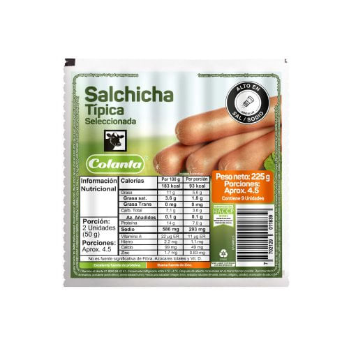 Salchicha Colanta Tipica x 225 g