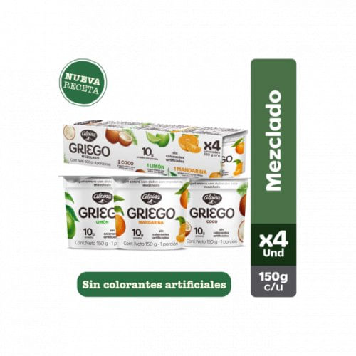 Yogurt Alpina Griego Mezclado Surtido x4 und x 600 g