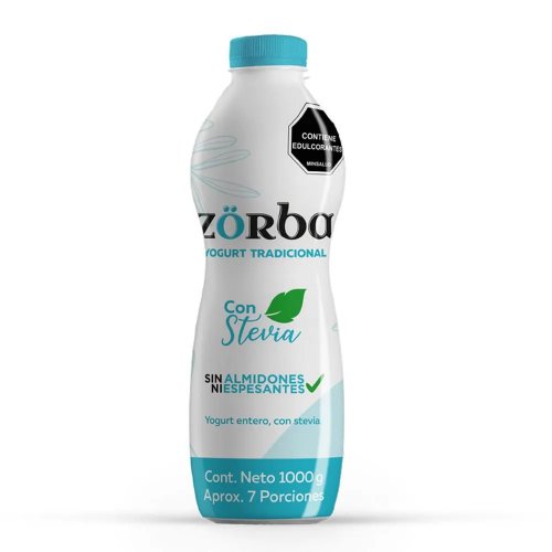 Yogurt Liquido Zorba Entero Endulzado Con Stevia x 1000 g
