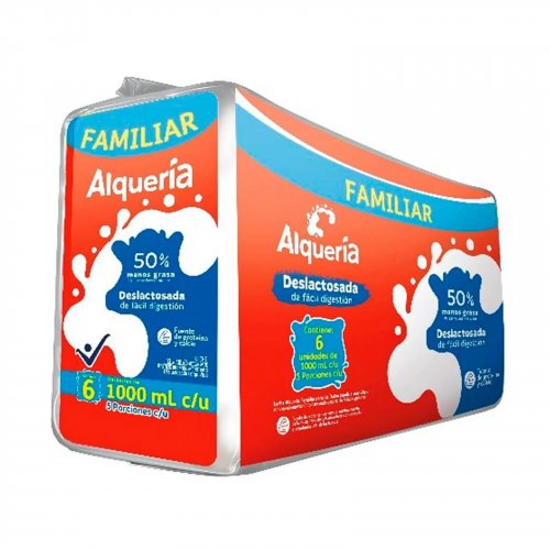 Leche Alqueria Deslactosada 1000 ml x 6 und Bolsa x 6000 ml