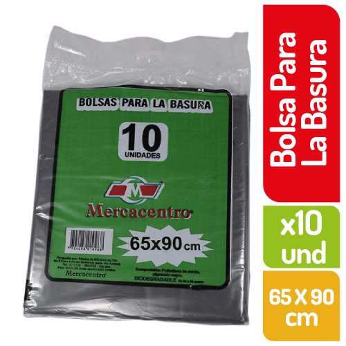 Bolsa Mercacentro Negra Ultra 65X90  10 und