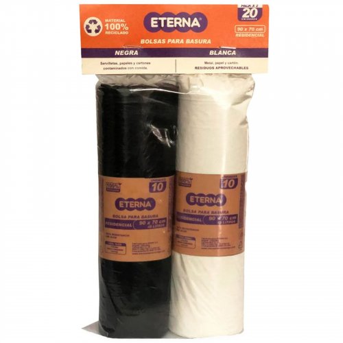Bolsa Eterna Residencial Negra Blanca 2 x 10 und
