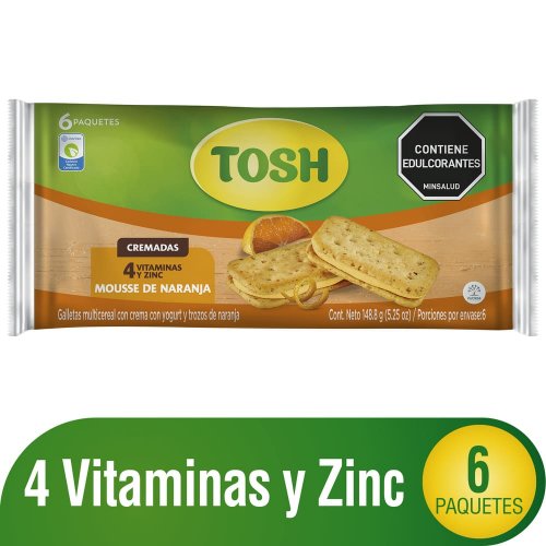 Galleta Tosh Mousse Naranja X 6 Paq /149 g