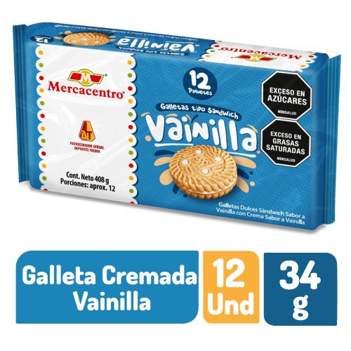 Galleta Mercacentro Cremada Vainilla x12 und 408 g