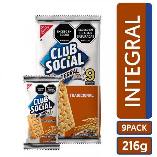 Galletas Club Social Integral x 9 und 24 g c/u