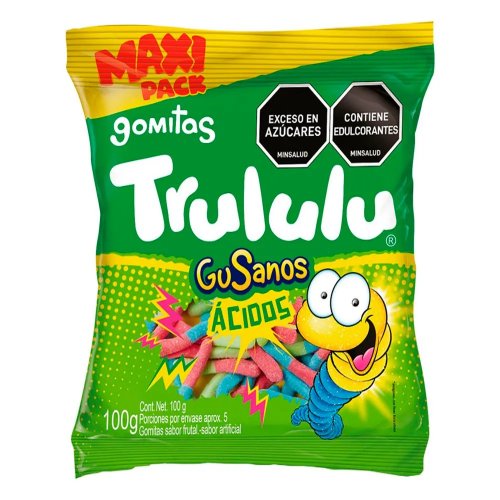 Gomas Trululu Gusanos Acidos x 100 g