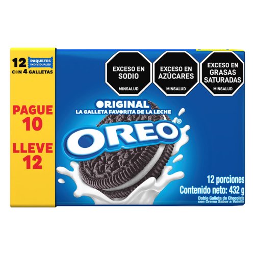 Galleta Oreo Original Vainilla Pague 10 Lleve 12 und x 432 g