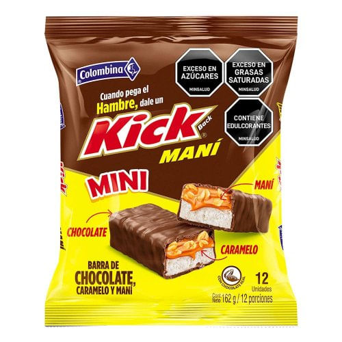 Mani Kick Mini Barra Chocolate Caramelo Mani 12 und x 162 g