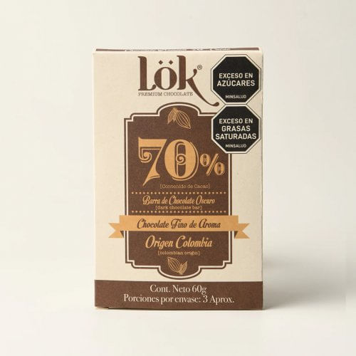 Chocolate En Barra Lok 70% x 60 g
