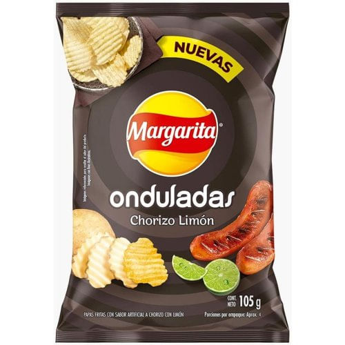 Papa Margarita Onduladas Chorizo Con Limon x 105 g