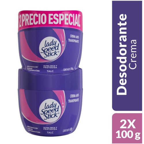 Desodorante Lady Speed Stick Crema Pote 100G X 2Unds