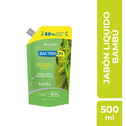 Jabon Líquido Bacterion x 500 ml Doy Pack.Bambu