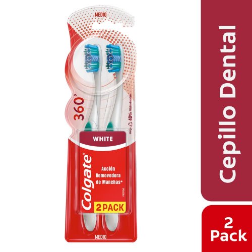 Cepillo Dental Colgate 360° Luminous White Medio x 2und