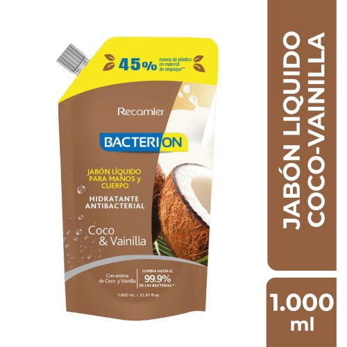 Jabón Líquido Bacterion x 1000 ml Doy Pack Vainilla y Coco