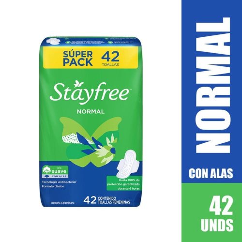 Toalla Stayfree Especial Normal Alas 42 und
