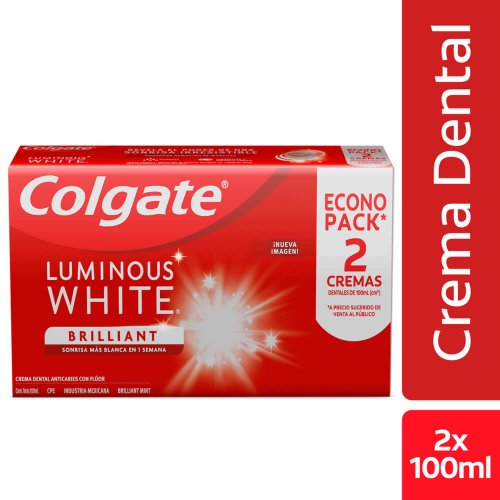 Crema Dental Colgate Luminous White Brilliant White 75ml x 2und