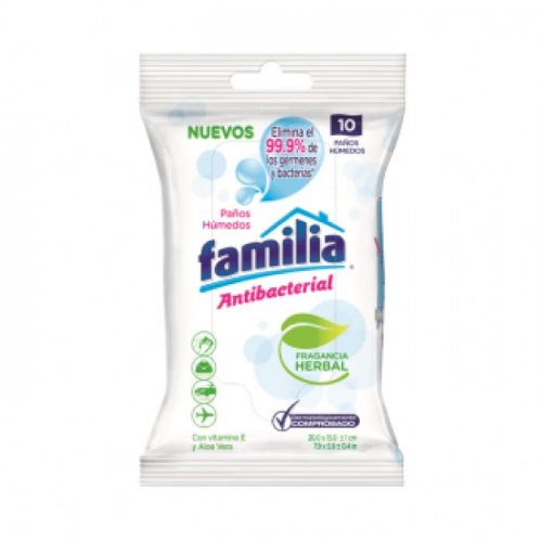 Paños Humedos Familia x 10 und Antibacterial