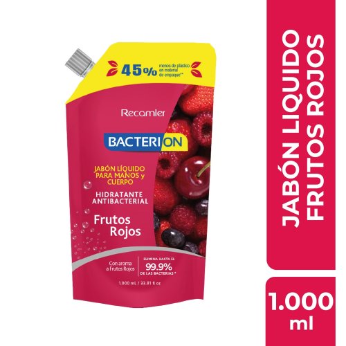 Jabon Líquido Bacterion Doy Pack x 1000 ml Frutos Rojos