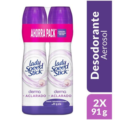 Desodorante Lady Speed Stick Derma + Vitamina E Aerosol 91g x 2und