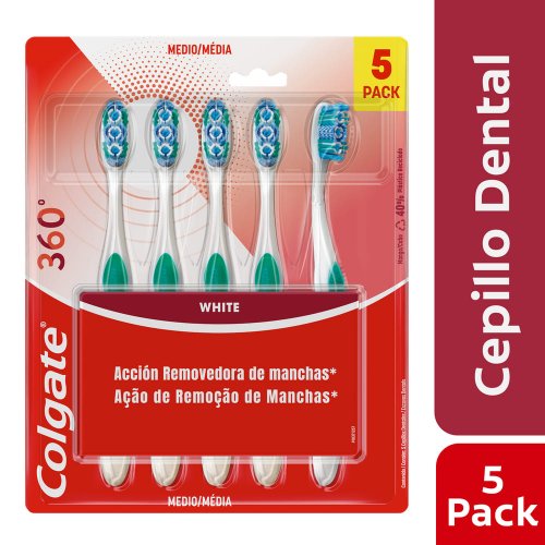Cepillo Dental Colgate 360° Luminous White Medio x 5und