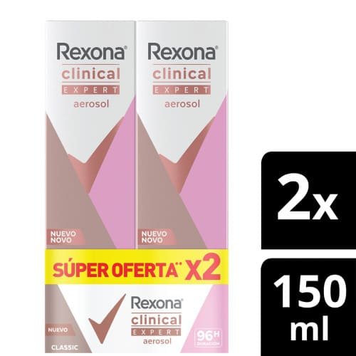 Desodorante Rexona 2X91 g Clinical Expert Women Classic Aero