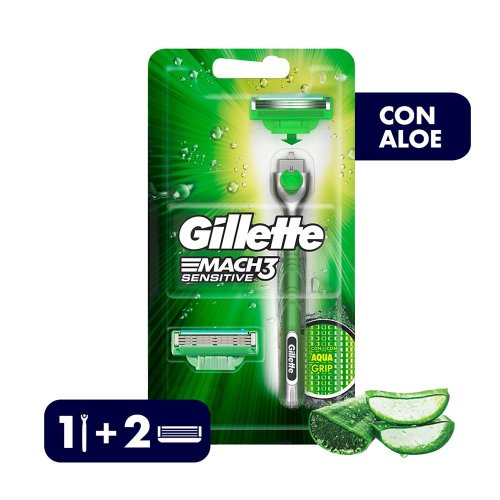 Máquina + Repuesto Gillette Mach3 Aquagrip Sensitive