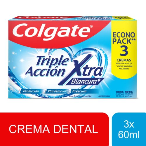 Crema Dental Colgate Triple Acción Xtra Blancura 60 ml x 3
