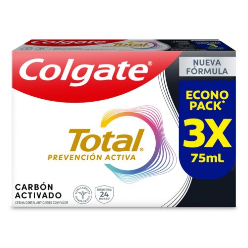 Crema Colgate Total 12  3 x 75 ml Carbon Activado