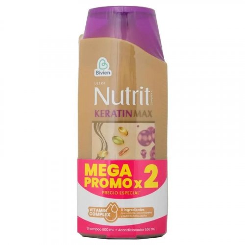 Shampoo Nutrit Keratinmax 600 ml+550ml Acondicionador x 1150 ml