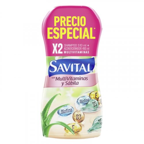 Shampoo Savital Multivitaminas + Acondicionador x 1000 ml
