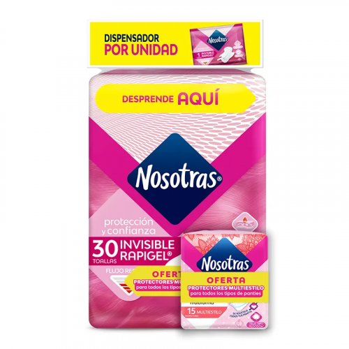 Toalla Nosotras Invisible RapiGel x 30 und Oferta + 15 und Protec