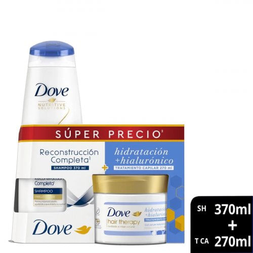 Shampoo Dove Reconstruccion Completa + Tratamiento Hialuro x 640