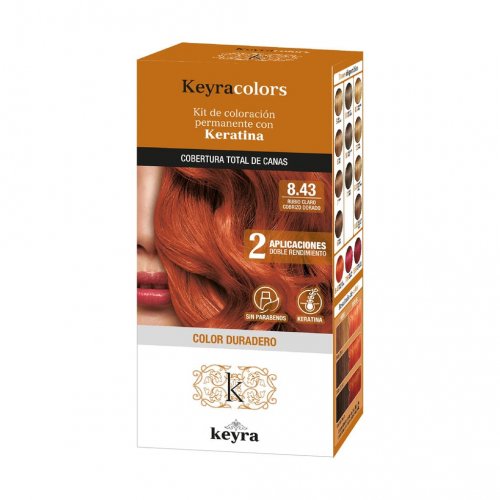 Tinte Keyra Colors Kit # 8.43 Rubio Claro Cobrizo Dorado