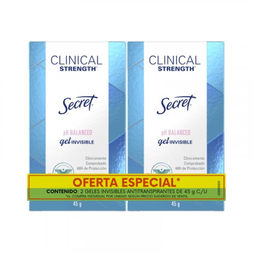 Desodorante Secret Gel Clinical Ph Balanceado 2x 45 g Oferta x 90 g