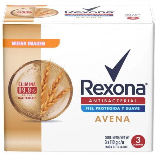 Jabón Rexona Antibacterial 3 und x 110 g Avena x 330 g