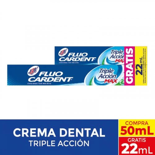 Crema Fluocardent 50 ml Gratis 22 ml Triple Acción x 72 ml
