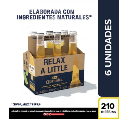 Cerveza Coronita Nacional Botella Sixpack x 210ml (c/u)