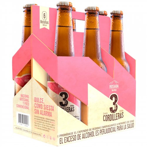 Cerveza 3 Cordilleras 6 und x 300 ml C U Rosada x 1800 ml