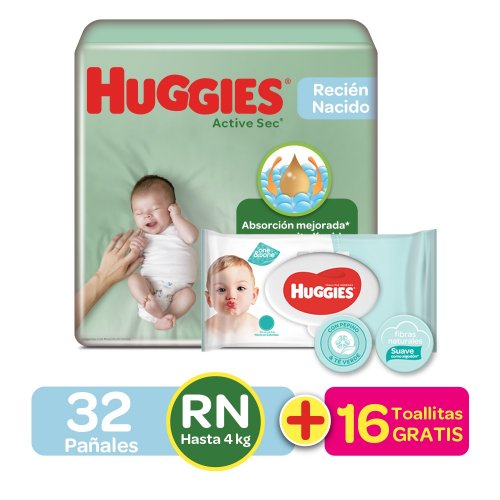Pañal Huggies Activ Sec R.Nacido P30  Ll32 Ahorrapack