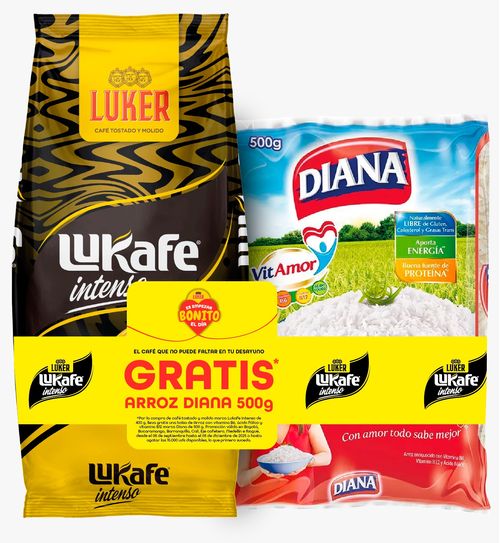 Cafe Lukafe Molido Intenso x 400 g Gratis Arroz Diana x 500