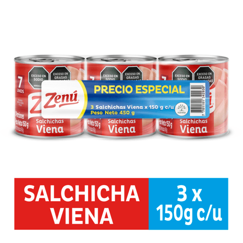 Salchicha Viena Zenu Res X 3 Precio Especial - 450 g