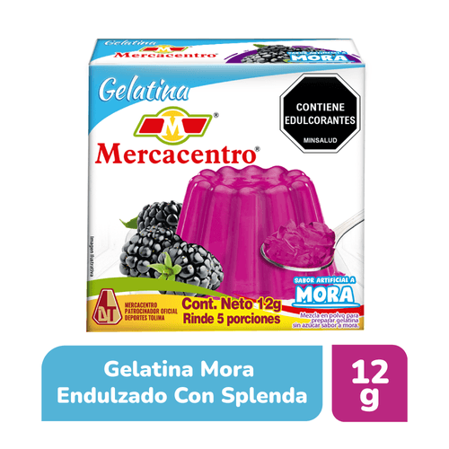 Gelatina Mercacentro Con Splenda Mora x 12 g
