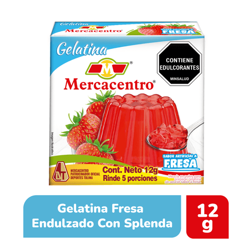 Gelatina Mercacentro Con Splenda Fresa x 12 g