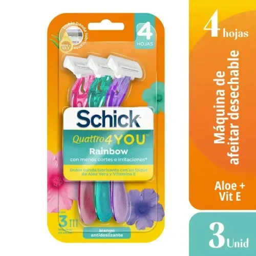 Maquina Schick Quatro Rainbow Mujer x 3 und