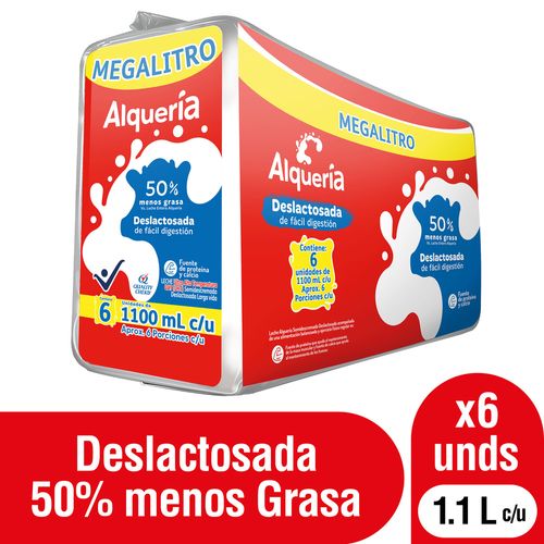 Leche Alquería Deslactosada Bolsa 6 und x 1100 ml c/u