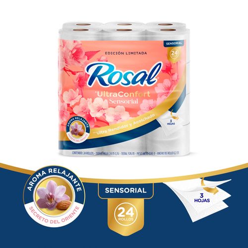 Papel Higienico Rosal x 24 und Sensorial Triple Hoja x 576 M