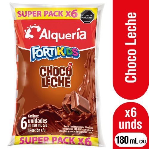 Choco Leche Alquería Fortikids 6 und x 180 ml c/u